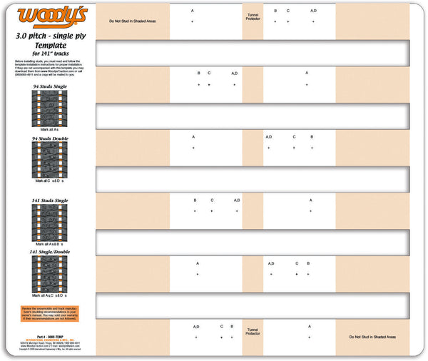 STUDDING TEMPLATE 3.0" PITCH SINGLE PLY