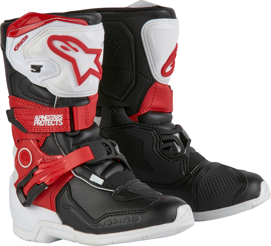 TECH 3S KIDS BOOTS WHITE/BLK/BT RED SZ 10