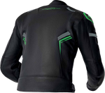 S1 D3O LEATHER JACKET BLK/GRY/FLO GRN SM