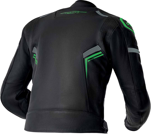 S1 D3O LEATHER JACKET BLK/GRY/FLO GRN
