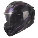 Challenger II Savage Full Face Motorcycle Helmet W/SunShield Chameleon Black Purple Green