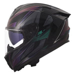 Challenger II Savage Full Face Motorcycle Helmet W/SunShield Chameleon Black Purple Green