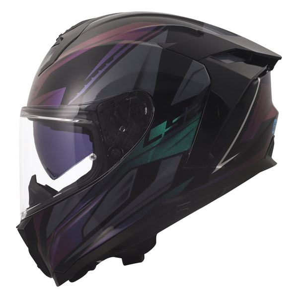 Challenger II Savage Full Face Motorcycle Helmet W/SunShield Chameleon Black Purple Green