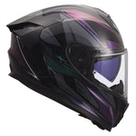 Challenger II Savage Full Face Motorcycle Helmet W/SunShield Chameleon Black Purple Green