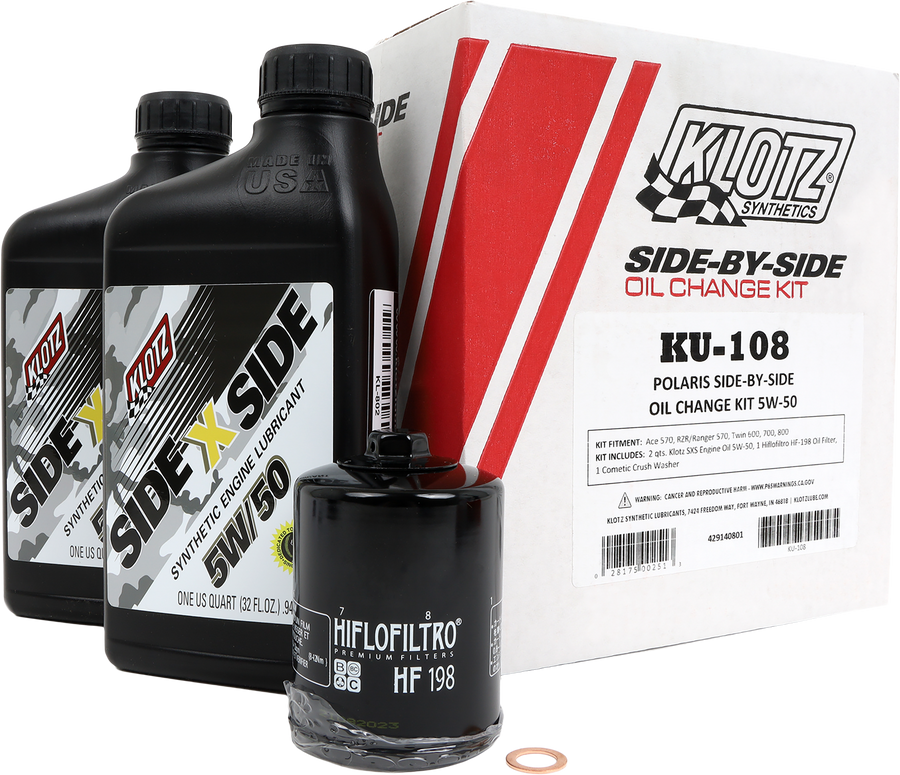 POLARIS SXS 2QT SYNTHETIC OIL CHANGE KIT | KU-108