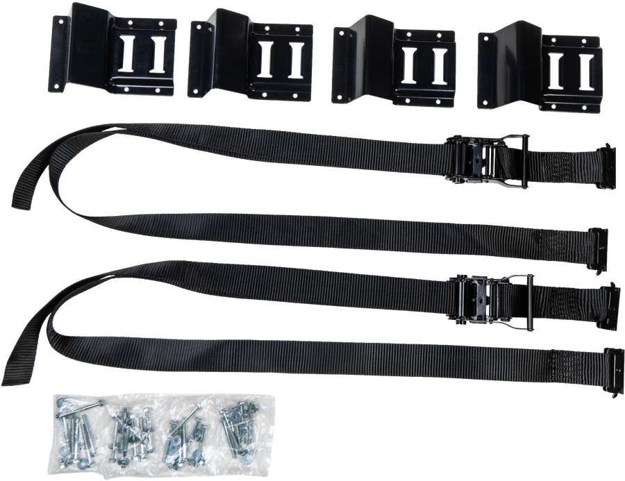 WHEEL CHOCK AND STRAP KIT BLACK 2PCS