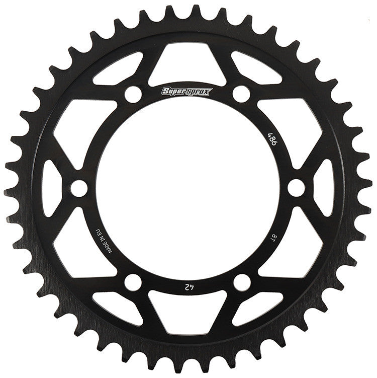 REAR EDGE SPROCKET STEEL 42T-520 BLK HON/KAW/SUZ/YAM | RFA-486-42-BLK