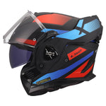 Advant X Nova Modular Motorcycle Helmet W/SunShield Matte Black Red Blue