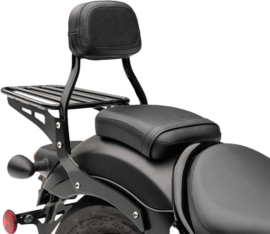 MINI ROUND SISSY BAR W/PAD BLACK HON REBEL 300/500 | 02-8608B