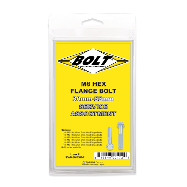 M6 8MM HEX FLANGE BOLT ASSORTMENT 60 PIECE KIT