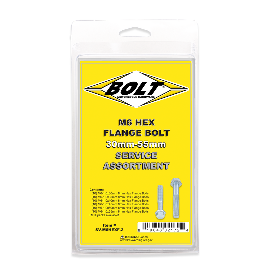 M6 8MM HEX FLANGE BOLT ASSORTMENT 60 PIECE KIT
