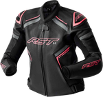 WOMENS S1 D3O LEATHER JACKET BLK/FLO PINK