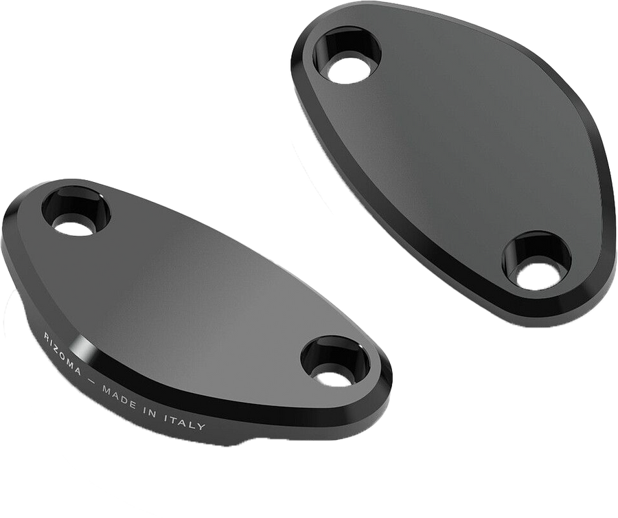 MIRROR BLOCK OFF PLATES PAIR BLACK KAW | BS533B