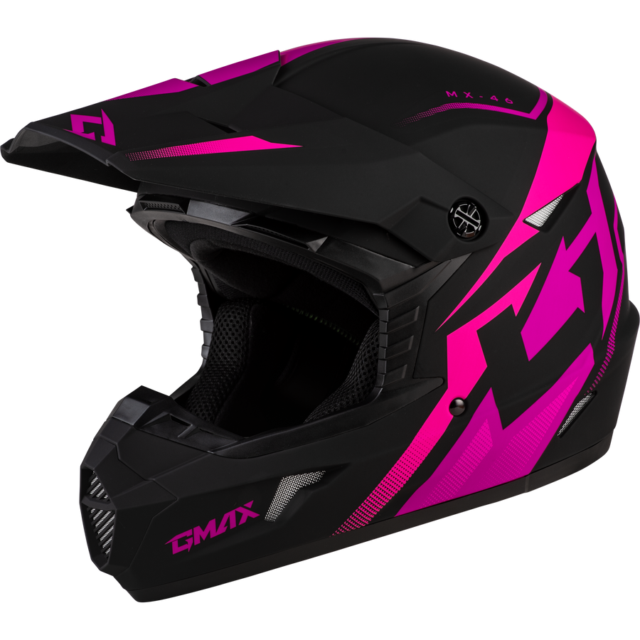 YOUTH MX-46Y COMPOUND HELMET MATTE BLACK/PINK YS