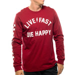 DIE HAPPY LS TEE CARDINAL