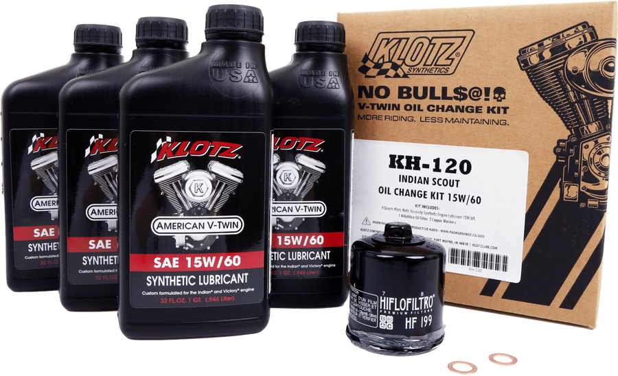 INDIAN SCOUT 4QT SYNTHETIC OIL CHANGE KIT | KH-120