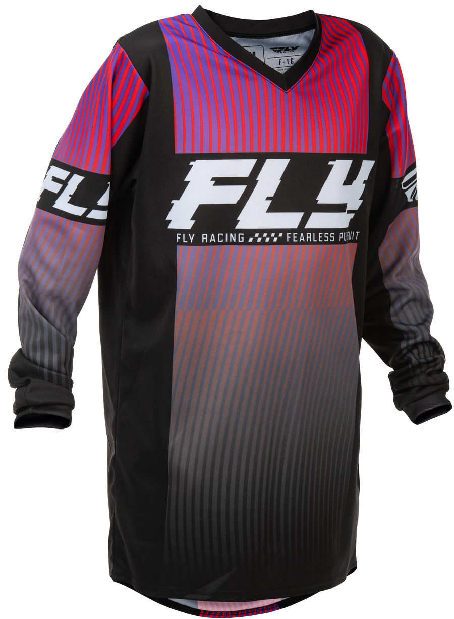 YOUTH F-16 JERSEY BLACK/RED/PURPLE YM