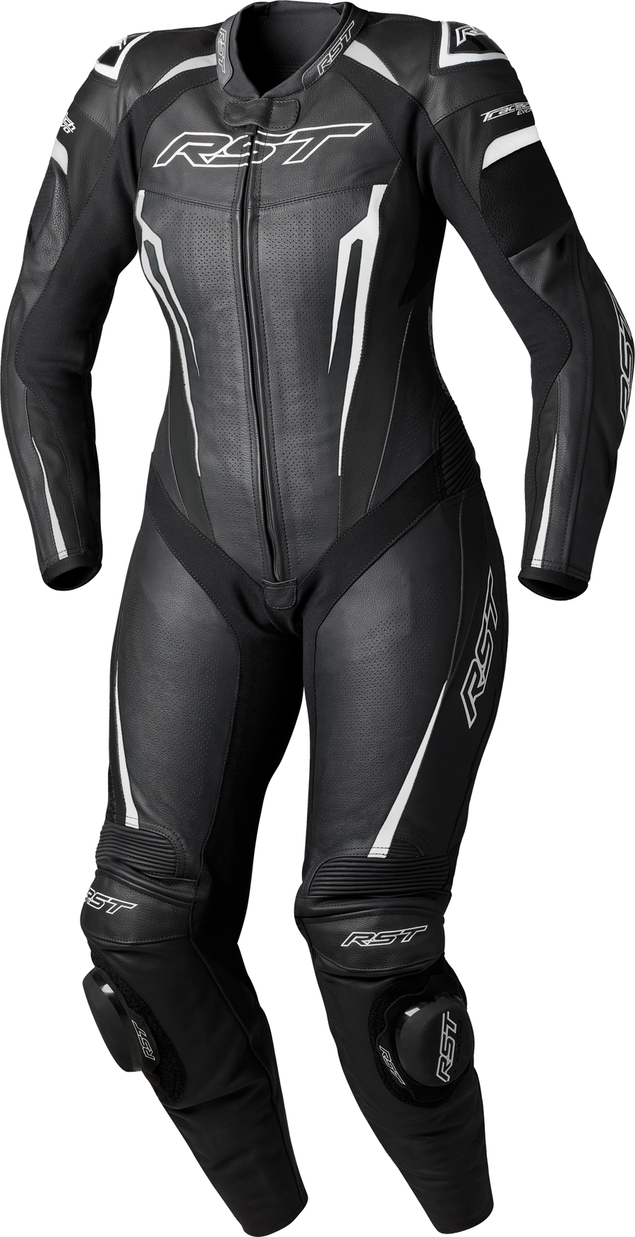 WOMENS TRACTECH EVO D3O SUIT BLACK/WHITE LEATHER