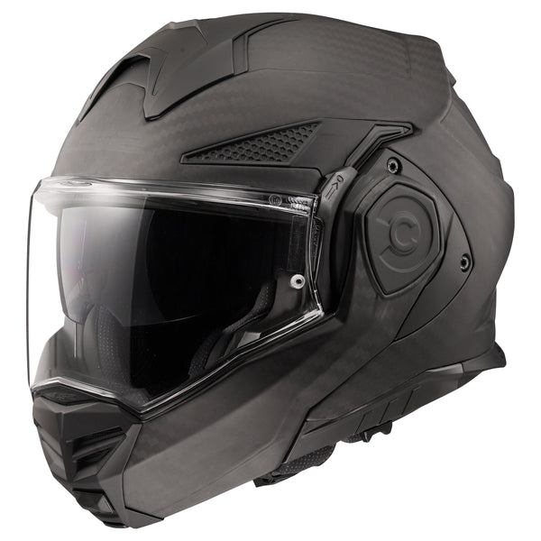 Advant X Carbon Solid Modular Motorcycle Helmet W/ SunShield Matte Carbon