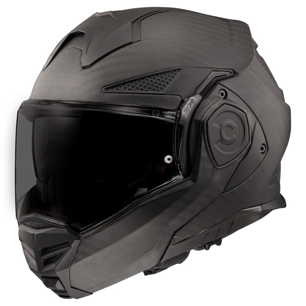 Advant X Carbon Solid Modular Motorcycle Helmet W/ SunShield Matte Carbon