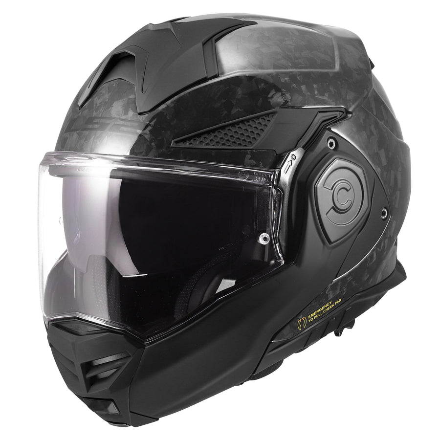Advant X Carbon Forged Modular Motorcycle Helmet W/  SunShield Gloss Black