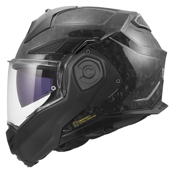 Advant X Carbon Forged Modular Motorcycle Helmet W/  SunShield Gloss Black