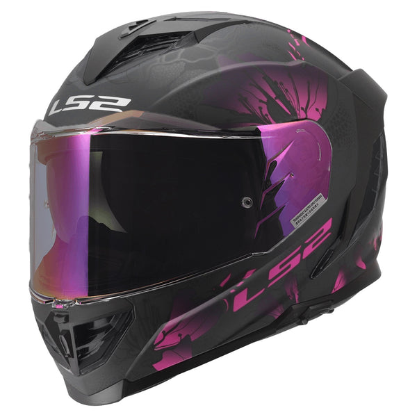 Assault III Burst Full Face Motorcycle Helmet W/  SunShield Matte Black Purple