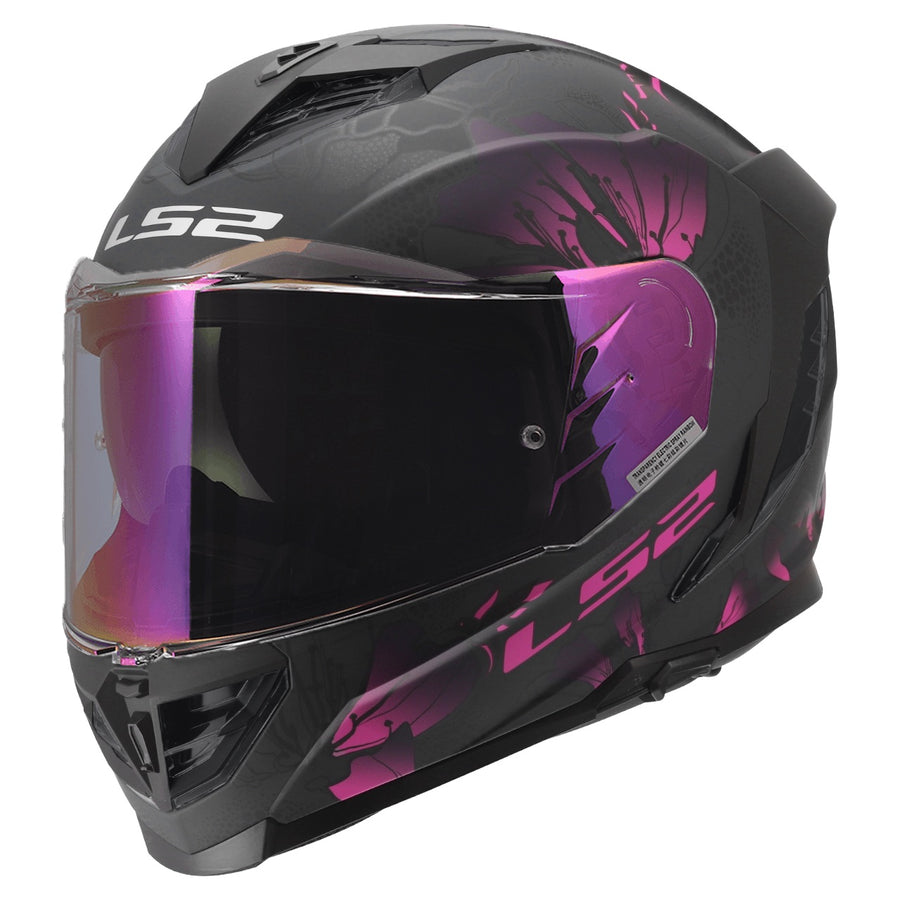 Assault III Burst Full Face Motorcycle Helmet W/  SunShield Matte Black Purple