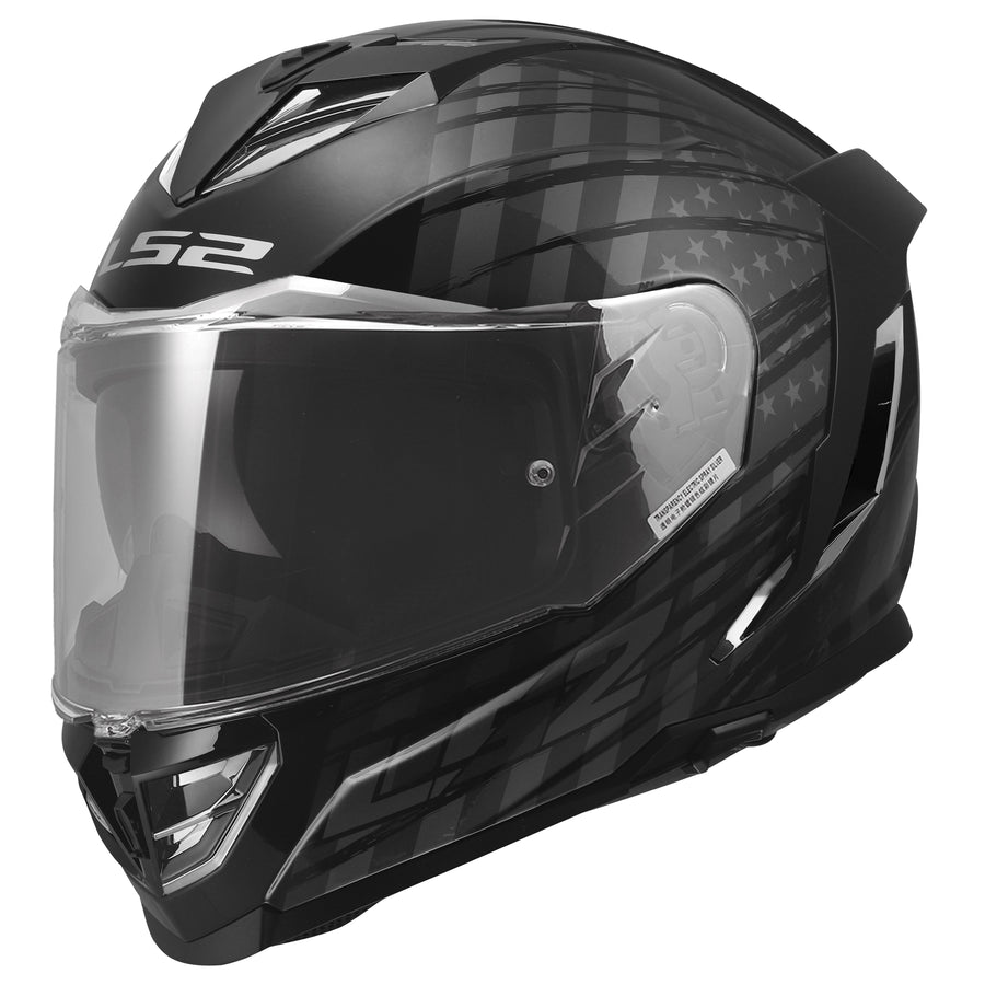 Assault III Flag Full Face Motorcycle Helmet W/  SunShield Gloss Black