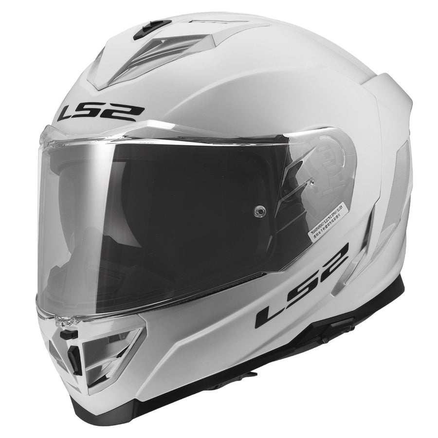 Assault III Solid Full Face Motorcycle Helmet W/  SunShield Gloss White