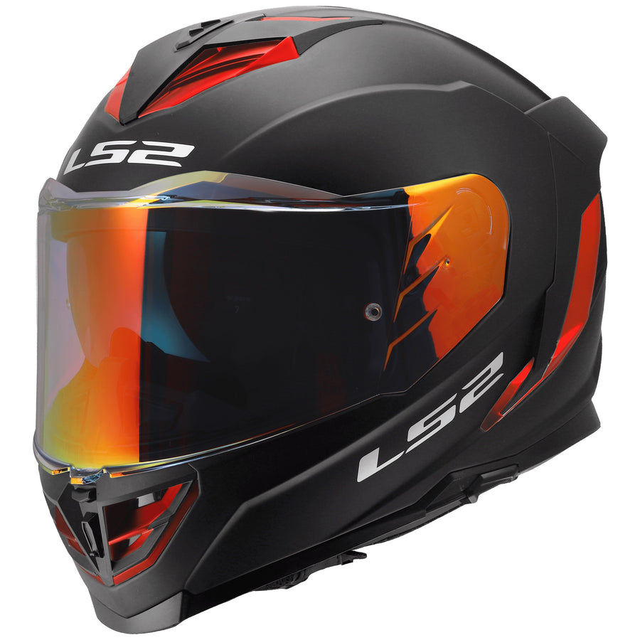 Assault III Solid Full Face Motorcycle Helmet W/ SunShield Matte Black Red
