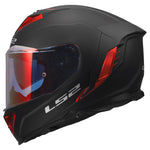 Assault III Solid Full Face Motorcycle Helmet W/ SunShield Matte Black Red
