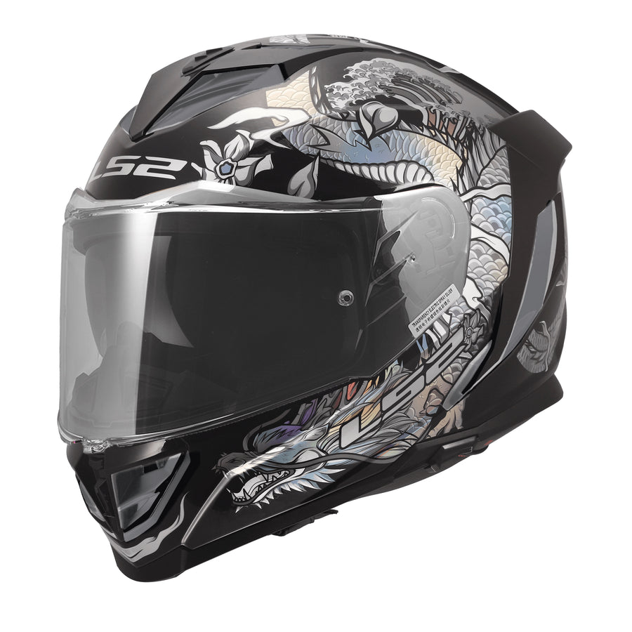 Assault III Warrior Full Face Motorcycle Helmet W/  SunShield Krome Silver Black