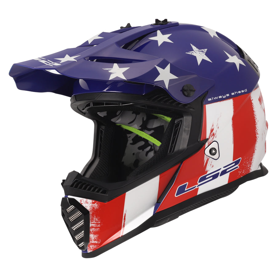 Gate Youth Battle Scar Full Face MX Motorcycle Helmet Gloss Red White Blue