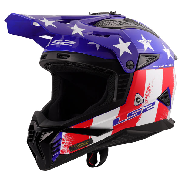 Gate II Battle Scar Full Face MX Motorcycle Helmet Gloss Red White Blue