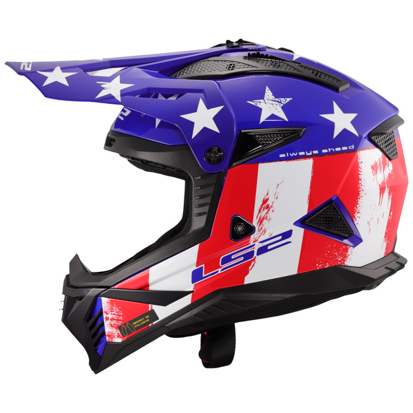 Gate II Battle Scar Full Face MX Motorcycle Helmet Gloss Red White Blue