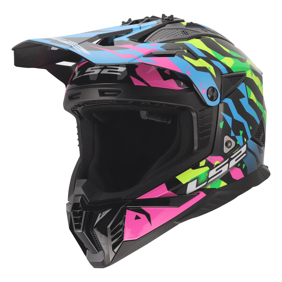 Gate II Electra Motocross Motorcycle Helmet Gloss Blue Pink Green