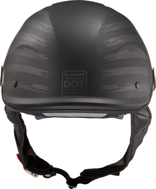 Rebellion 1812 Half Motorcycle Helmet W/ SunShield Matte Black