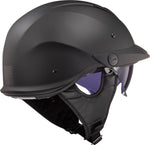 Rebellion Solid Half Motorcycle Helmet W/ SunShield Matte Black