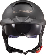 Rebellion Solid Half Motorcycle Helmet W/ SunShield Matte Black