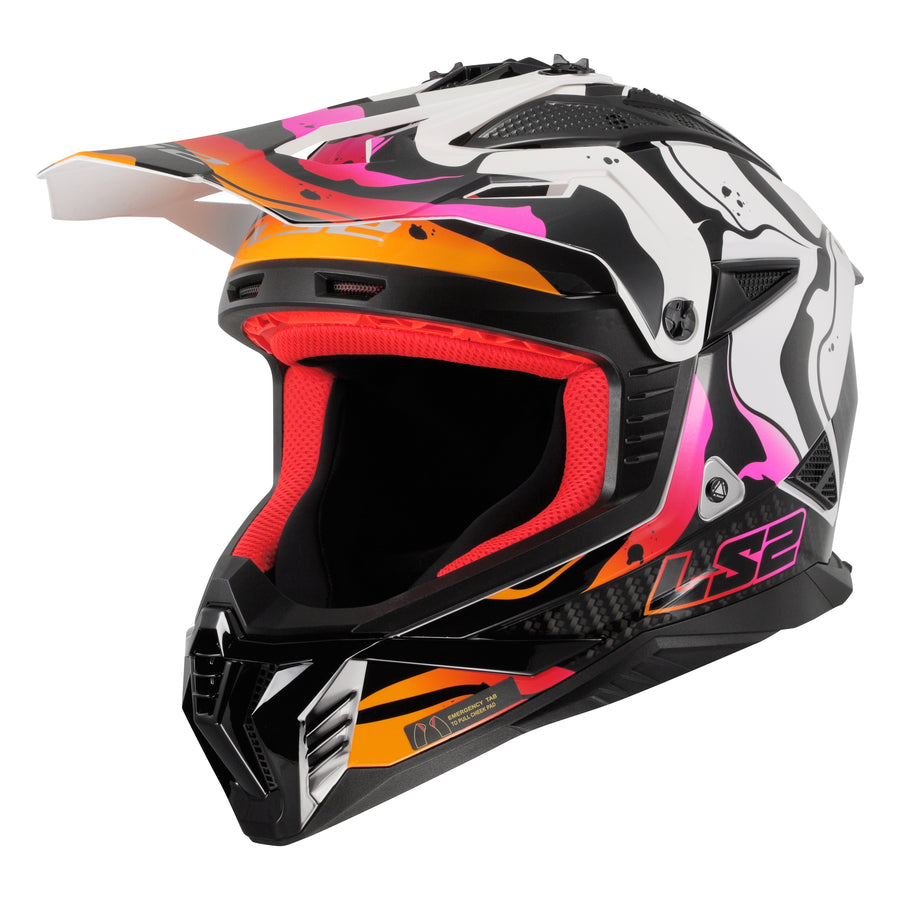 Gate II Wash Full Face MX Motorcycle Helmet Gloss White Orange Purple