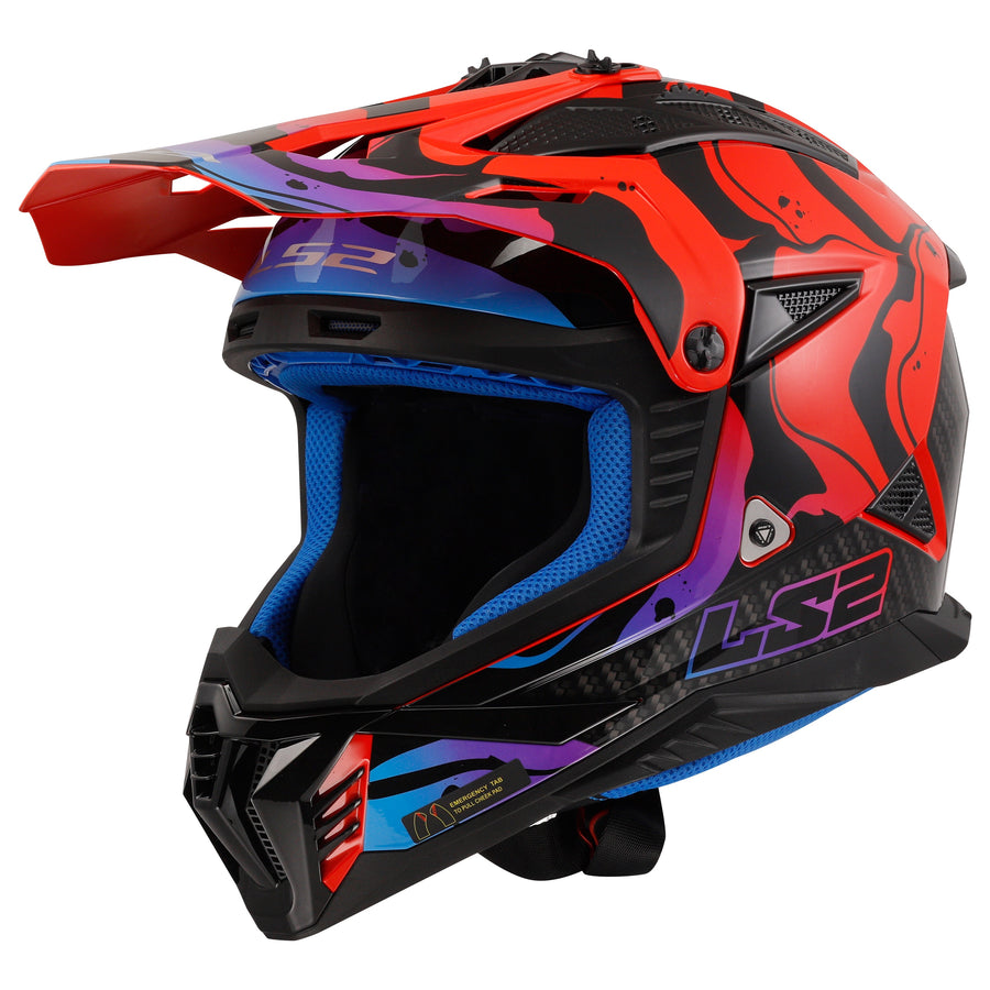 Gate II Wash Full Face MX Motorcycle Helmet Gloss Red Blue Purple