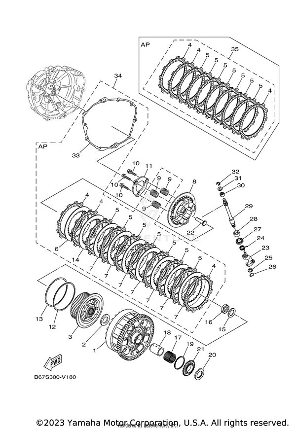 Yamaha parts diagram for B67-W001G-00-00 - Ref #34