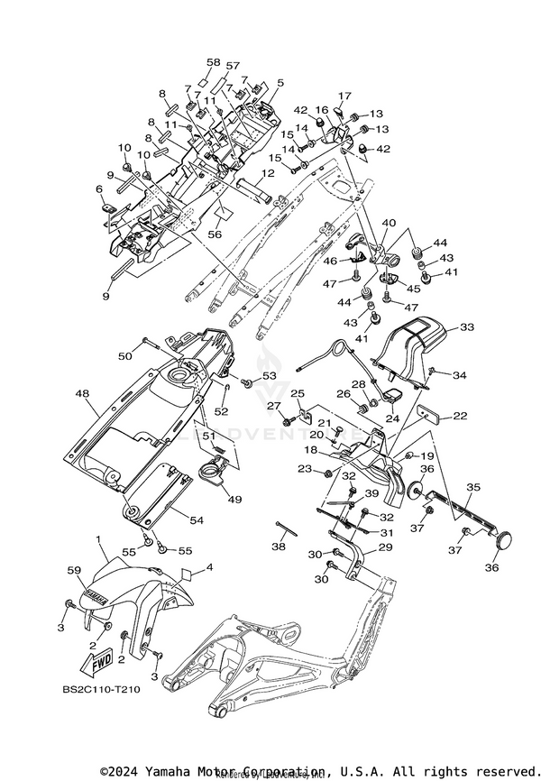 Yamaha parts diagram for BS2-21651-01-00 - Ref #48