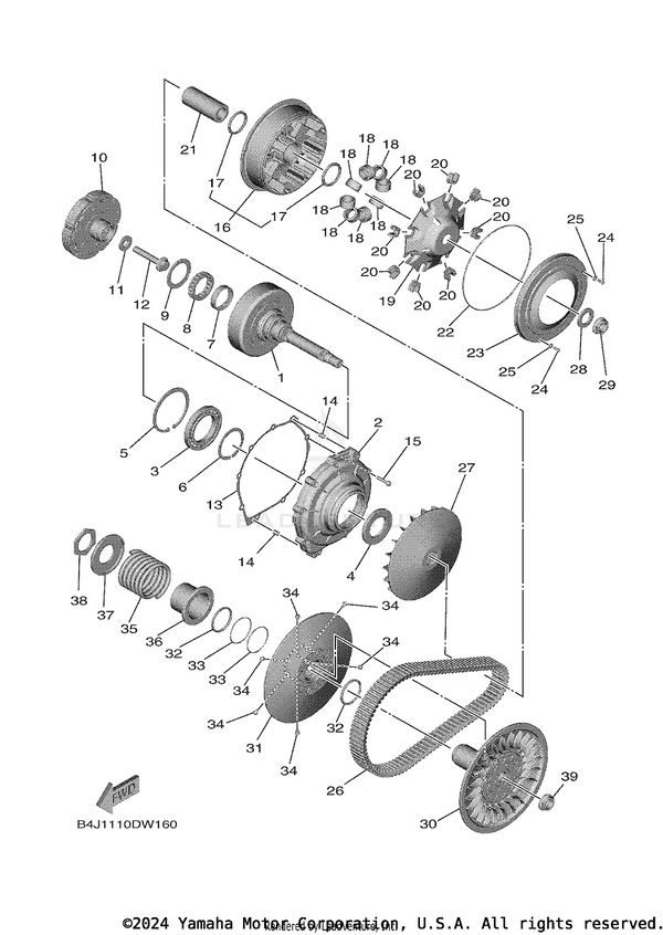 Yamaha parts diagram for B4J-17632-00-00 - Ref #18