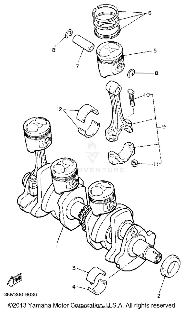Yamaha parts diagram for 49A-11610-00-00
