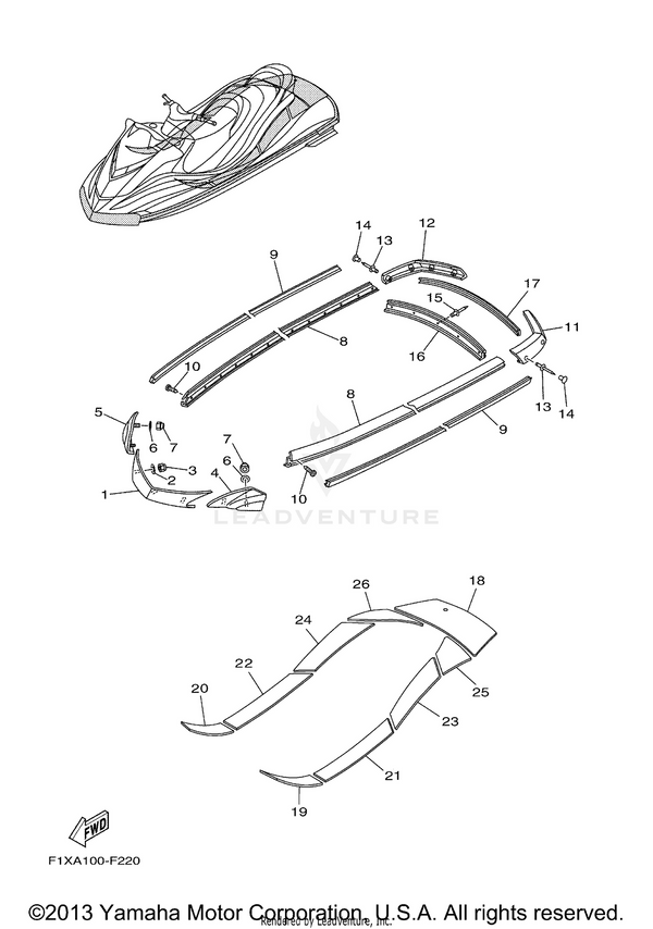 Yamaha parts diagram for F0D-U352E-10-00 - Ref #14