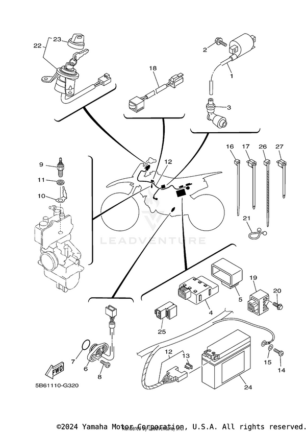 Yamaha parts diagram for GT4-B5000-00-00 - Ref #24