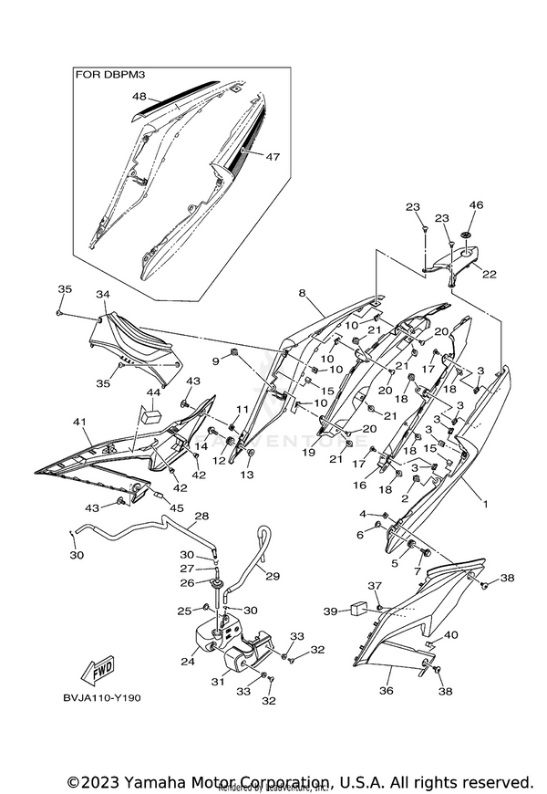 Yamaha parts diagram for B5L-F173E-10-00 - Ref #47