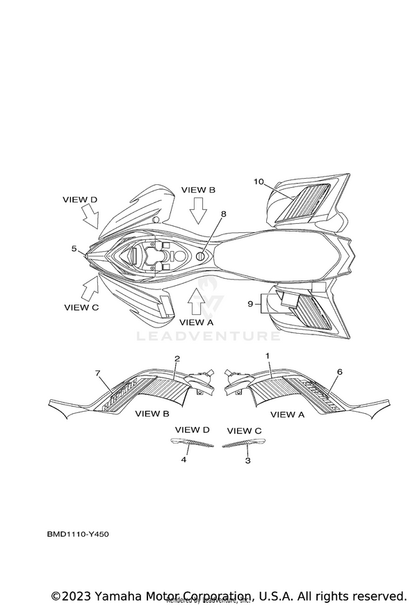 Yamaha parts diagram for BMD-F1599-00-00 - Ref #1